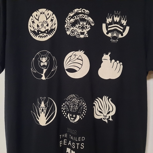 Naruto Shippuden The Tailed Beasts Short Sleeve Tshirt Men's Sz L Anime Manga - Picture 2 of 7